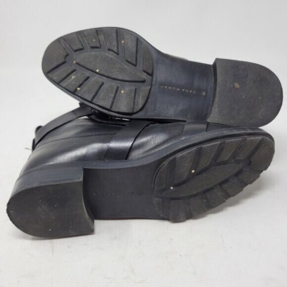 Zara | Quilted Leather Moto Buckle Ankle Boots Black - Picture 11 of 11